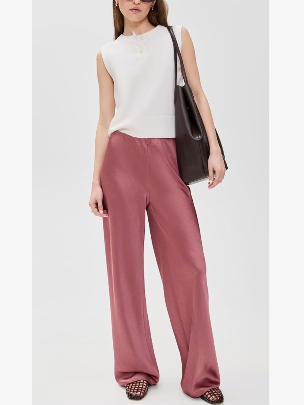 VINCE Women's Fluid Bias Rose Jam Pink Satin Pants Size Medium NEW $600 Retail